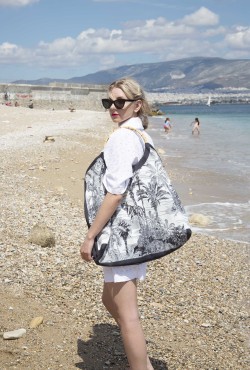 Τσάντα Παραλίας / Toile de Jouy / Μαύρο