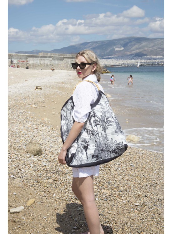 Τσάντα Παραλίας / Toile de Jouy / Μαύρο