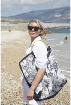 Τσάντα Παραλίας / Toile de Jouy / Μαύρο