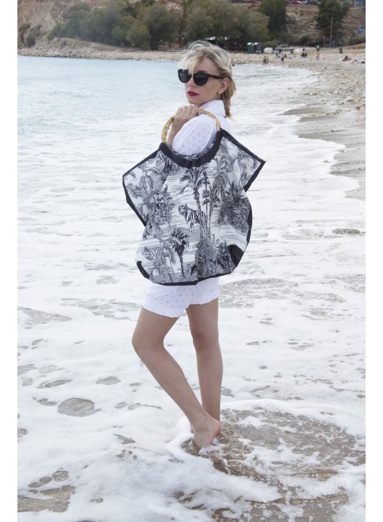Τσάντα Παραλίας / Toile de Jouy / Μαύρο