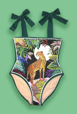 "Leopard-Πολύχρωμο" - Ολόσωμο μαγιό με τιράντες φιόγκους