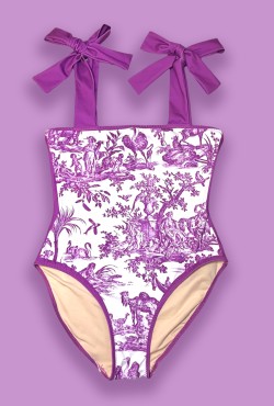 "MAGENTA TOILE DE JOUY" - Ολόσωμο μαγιό με τιράντες φιόγκους