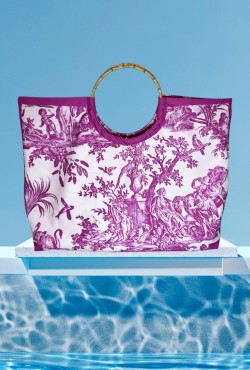 Τσάντα Παραλίας / Toile de Jouy / Φούξια