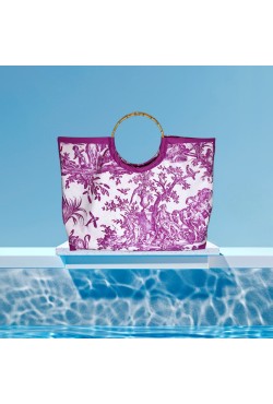 Τσάντα Παραλίας / Toile de Jouy / Φούξια
